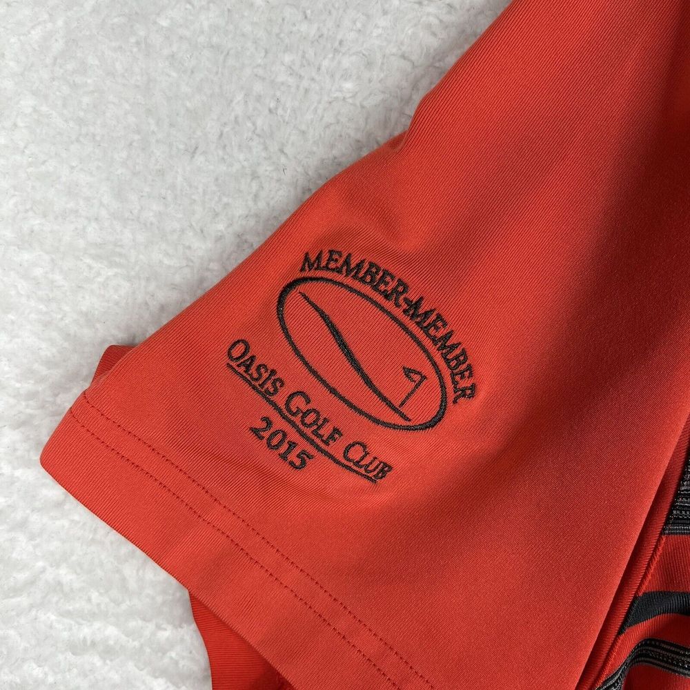 Under Armour Shirt Mens Large Red Orange Striped Polo Heatgear Short Sleeve Golf - Picture 4 of 14